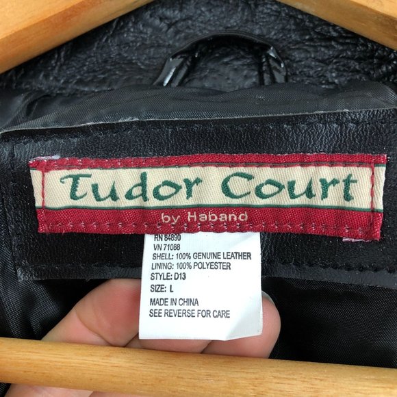 Tudor Court VTG Womens Large Black Genuine Leather Patchwork Button Front Jacket - Picture 7 of 8